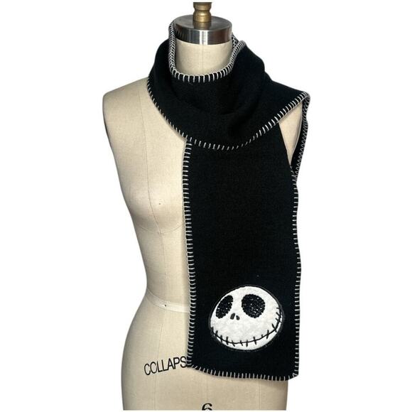 Nightmare Before Christmas Jack Skellington Black Scarf 7.25"W x 58" - Picture 1 of 6